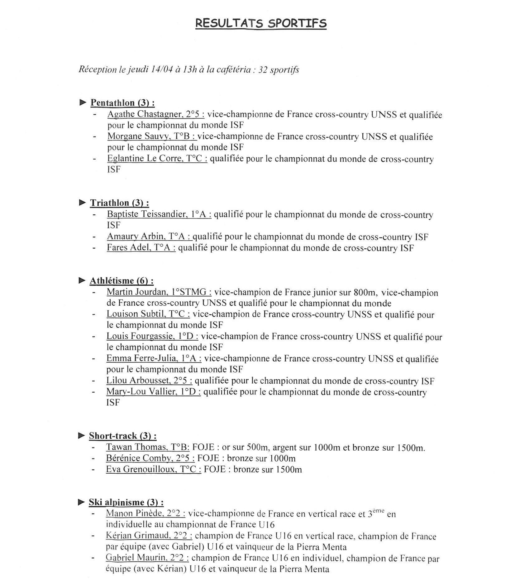 page résultats page 1