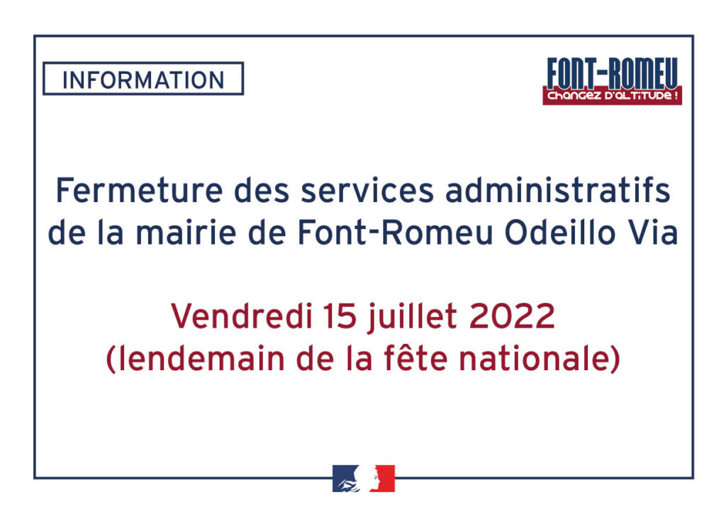 fermeture mairie 15 juillet