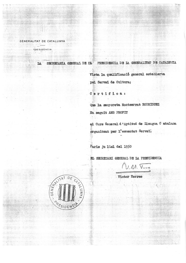 Courrier officiel Generalitat : certificat de langue catalane
