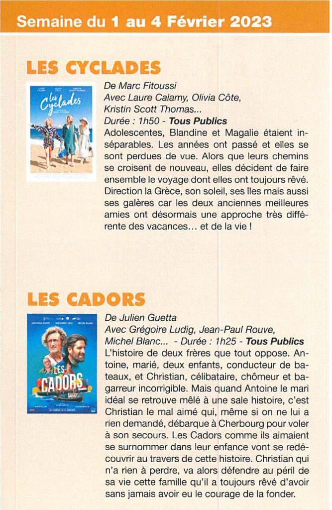 Descriptifs films "Les cyclades" et "Les Cadors"