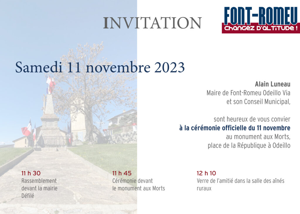 Invitation cérémonie commémorative 11 novembre 23