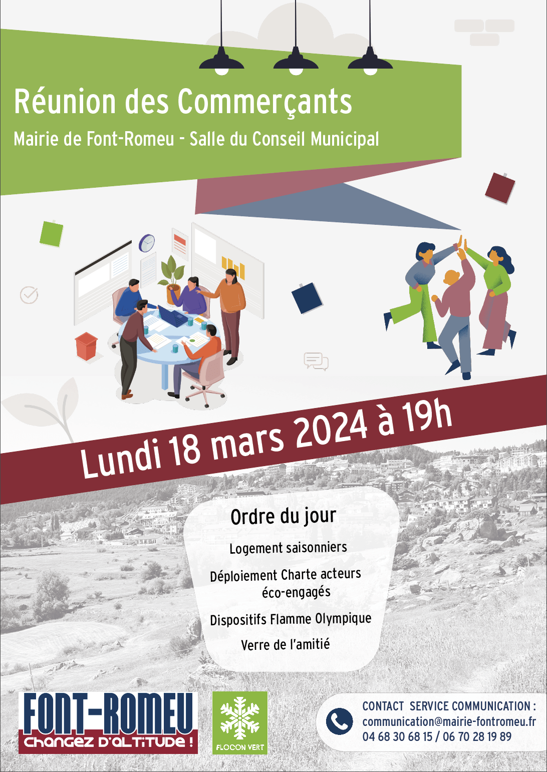 Affiche réunion des commerçants