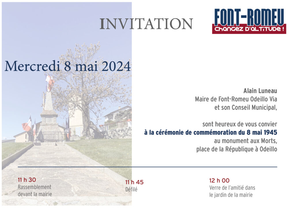 invitation cérémonie 8 mai 2024